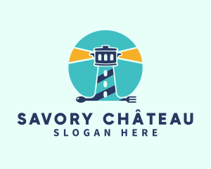 Cutlery Lighthouse Beacon logo design