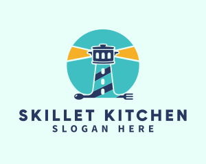 Cutlery Lighthouse Beacon logo design