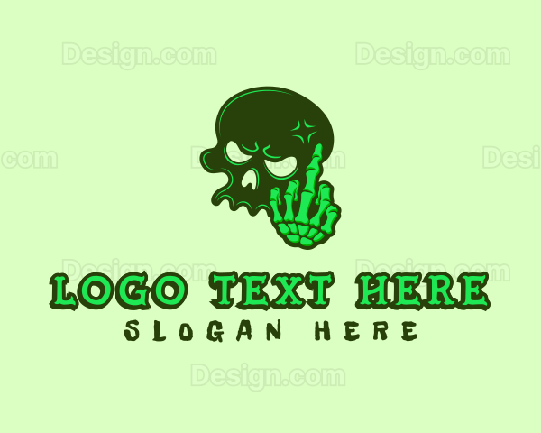 Skull Bone Middle Finger Logo