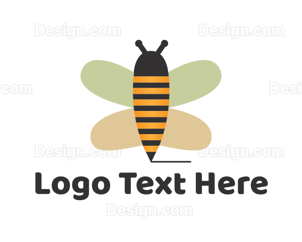 Cute Bee Pencil Logo