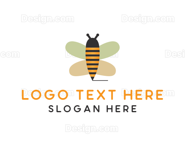 Cute Bee Pencil Logo