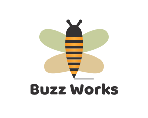 Cute Bee Pencil logo