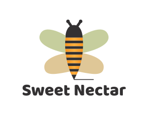 Cute Bee Pencil logo