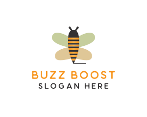 Cute Bee Pencil logo design