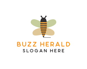 Cute Bee Pencil logo design