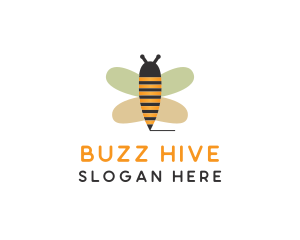 Cute Bee Pencil logo design