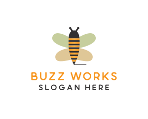 Cute Bee Pencil logo design