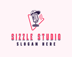 Microphone Podcasting Studio logo design