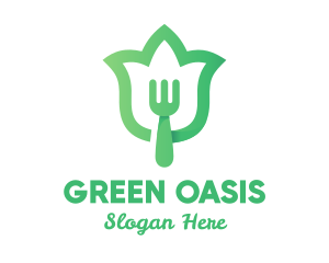 Green Fork Flower logo design