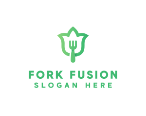 Green Fork Flower logo design