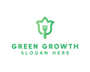 Green Fork Flower logo design