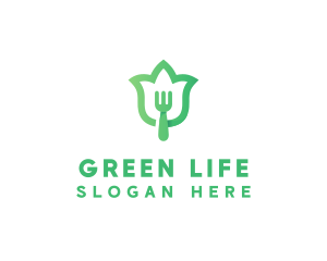 Green Fork Flower logo design