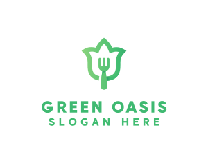 Green Fork Flower logo design