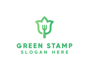 Green Fork Flower logo design