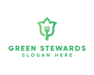 Green Fork Flower logo design