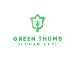 Green Fork Flower logo design