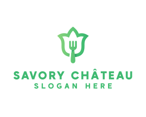 Green Fork Flower logo design