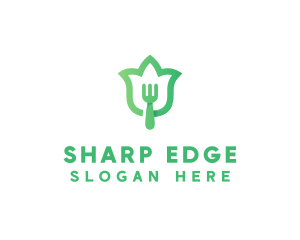 Green Fork Flower logo design