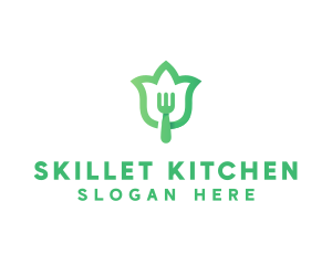 Green Fork Flower logo design