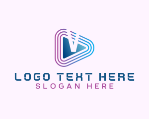 Modern - Media Play Button Letter V logo design