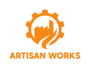 Orange Cogwheel Factory logo design