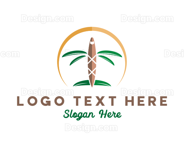 Tropical Palm Tree Airplane Logo