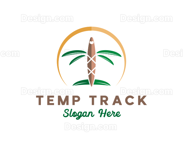 Tropical Palm Tree Airplane Logo