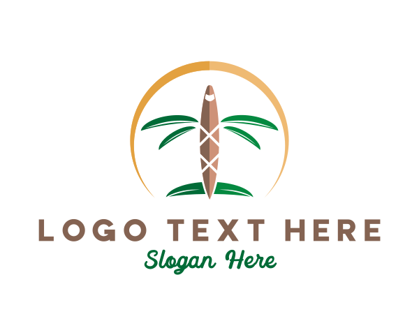 Tropical Palm Tree Airplane logo