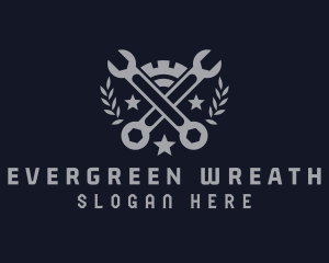 Gray Industrial Cog Wrench logo design