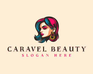 Woman Beauty Earrings logo design