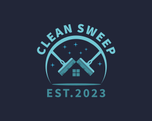 Clean Housekeeping Broom logo design