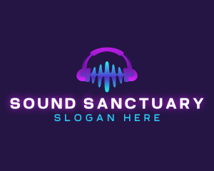 Headset Sound Wave logo design