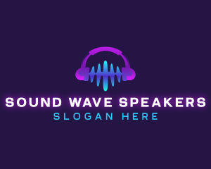 Headset Sound Wave logo design