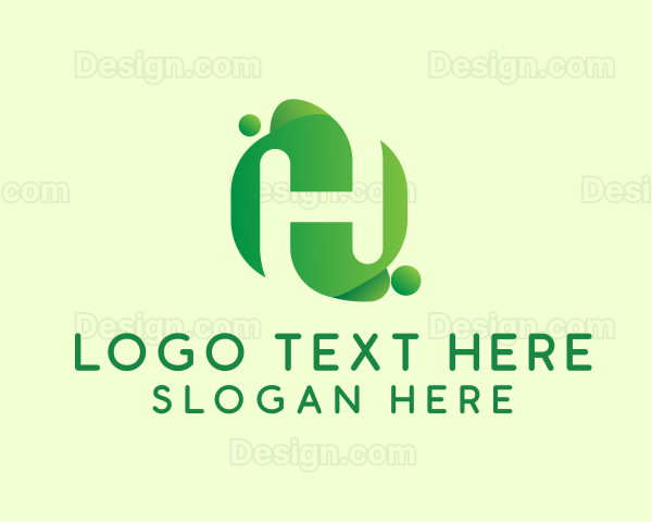 Green Eco Letter H Logo