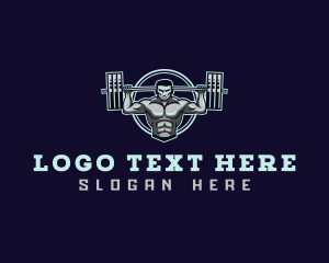 Barbell Weightlifting Man logo