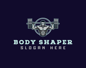 Barbell Weightlifting Man logo design