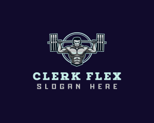 Barbell Weightlifting Man logo design