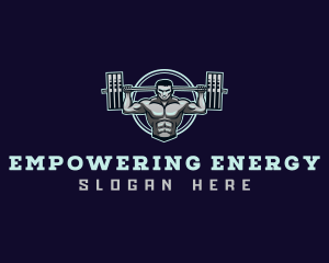 Barbell Weightlifting Man logo design