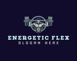 Barbell Weightlifting Man logo design