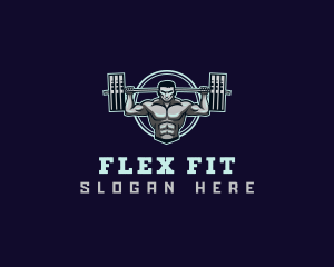 Barbell Weightlifting Man logo design