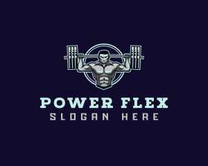 Barbell Weightlifting Man logo design