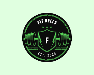 Barbell Shield Fitness logo design