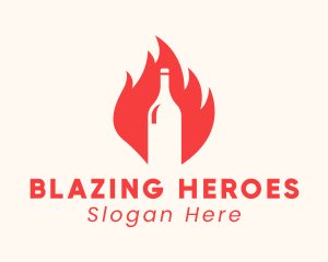 Blazing Wine Fire Bottle logo design