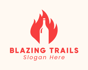 Blazing Wine Fire Bottle logo design