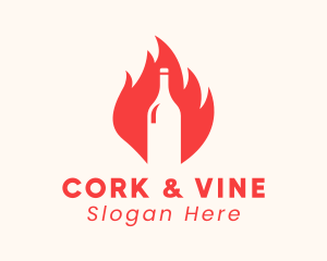 Blazing Wine Fire Bottle logo design