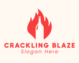 Blazing Wine Fire Bottle logo design