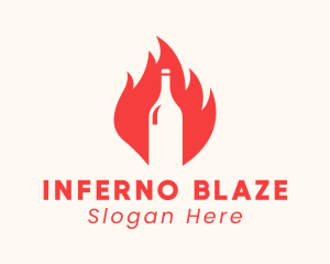 Blazing Wine Fire Bottle logo design