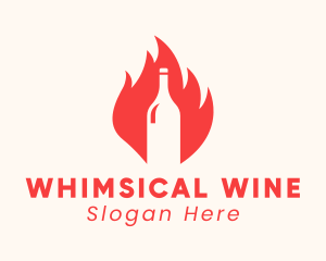 Blazing Wine Fire Bottle logo design