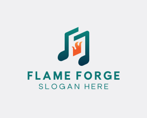 Musical Note Flame logo design