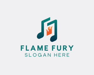 Musical Note Flame logo design